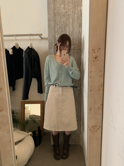 (部分現貨) // 復古感燈芯絨五分中裙