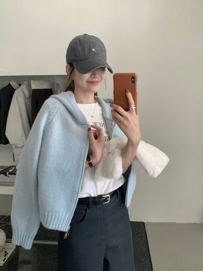 // 鬆弛氛圍感慵懶連帽雙拉鍊冷外套