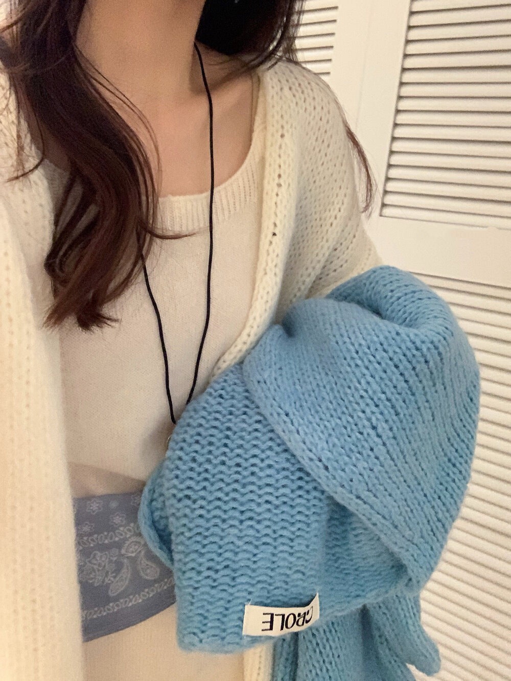 // 12%wool慵懶束袖口疏針CD