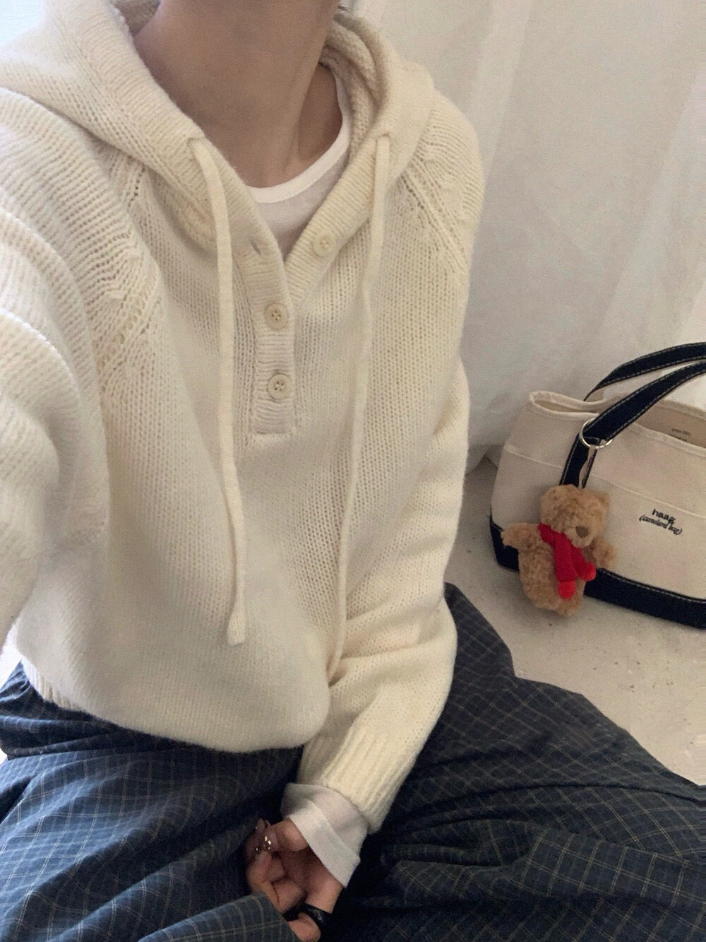 // 100%wool半鈕扣連帽NT