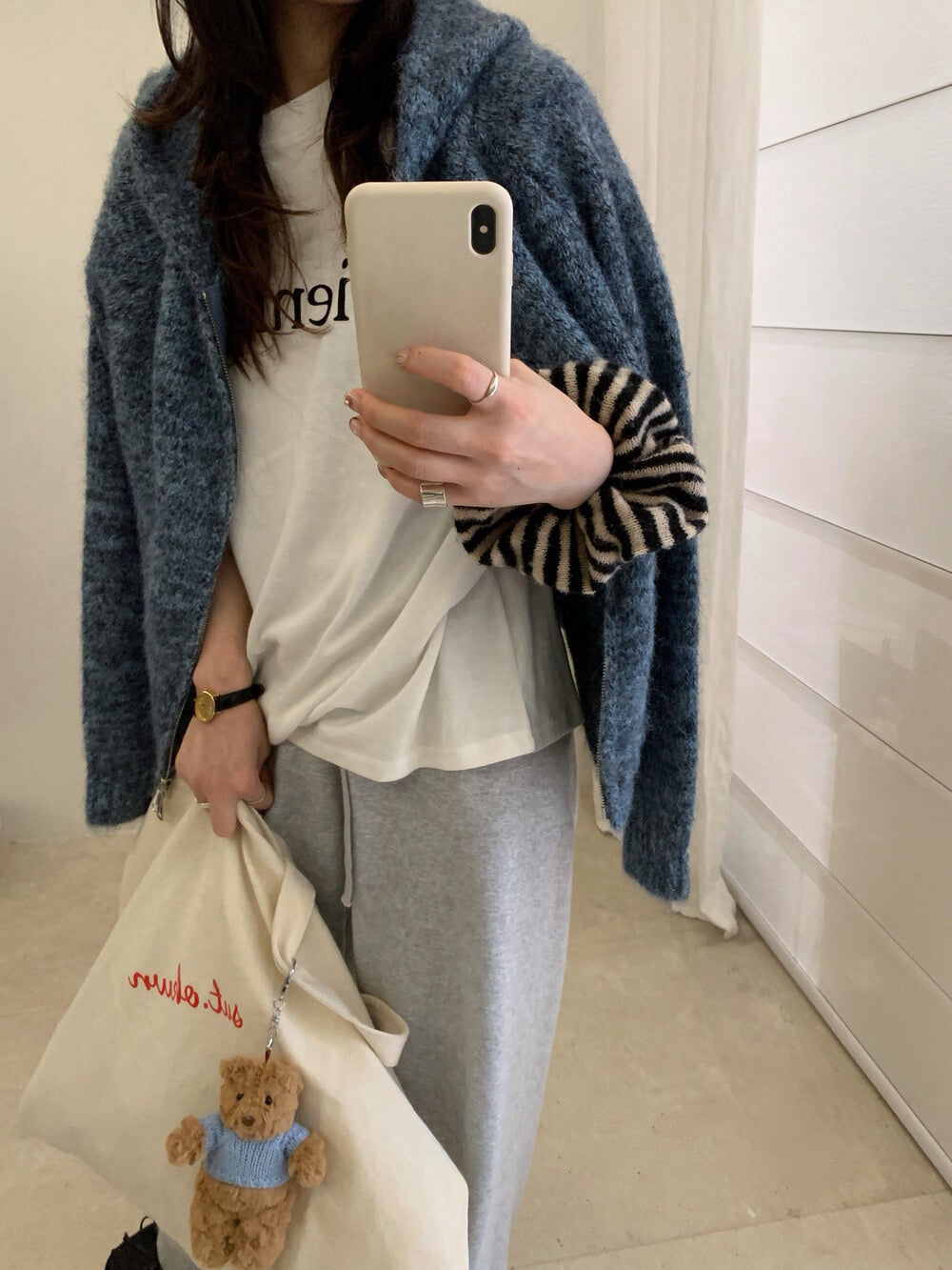 // 8%wool花線上下拉鍊連帽CD