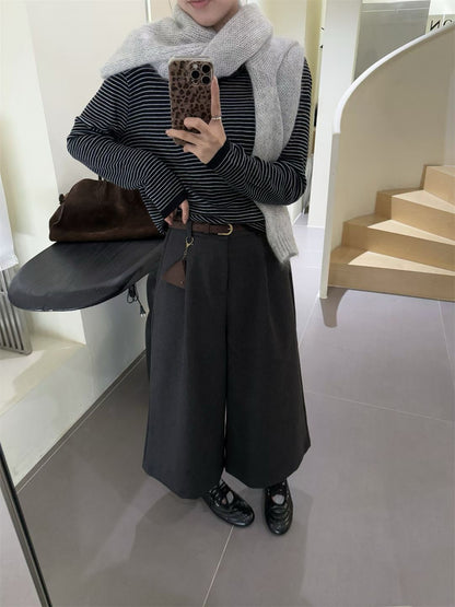 // 慵懶感連帽細間條NT