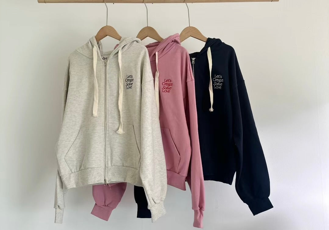 // 刺繡solve hoodie zip-up