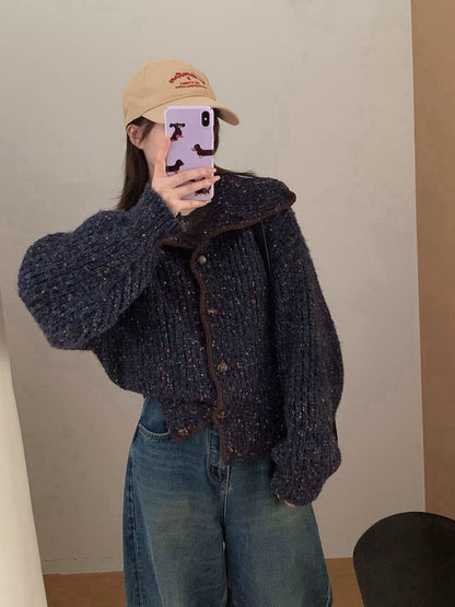 // 30%綿羊毛彩點包邊翻領CD