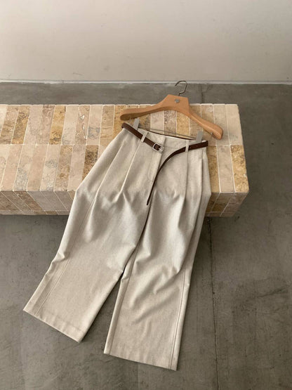 // 50%wool高級感直腳全長毛呢褲