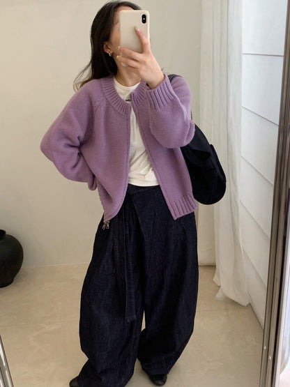 // 檔口爆款10色落肩拉鍊圓領CD