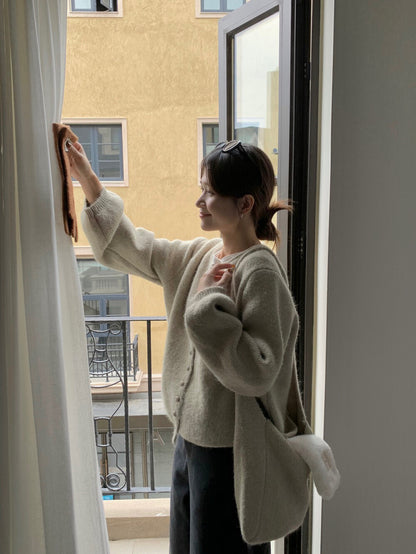 // 6%綿羊毛慵懶圓包扣CD(連單肩袋)