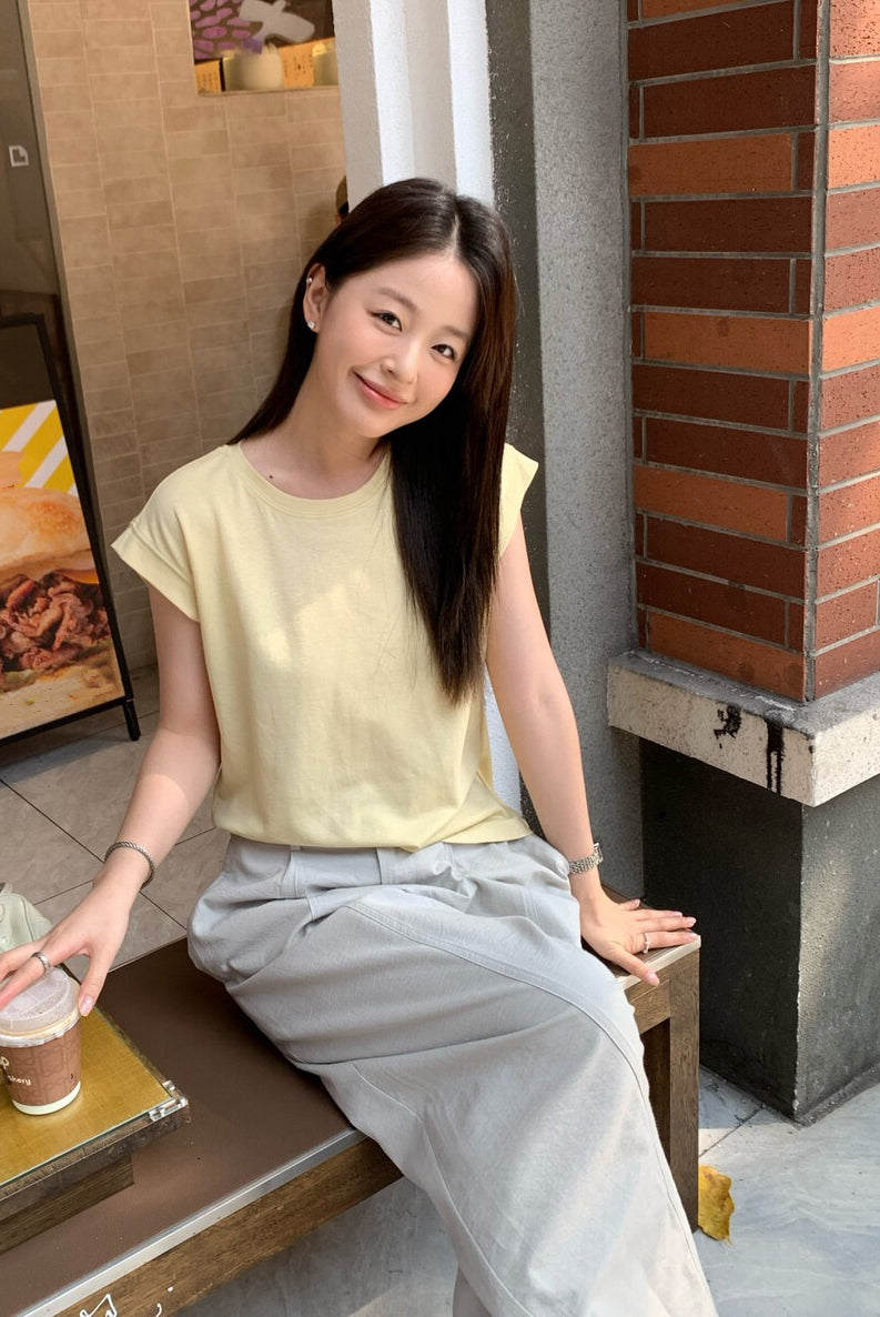 // 遮肩小飛袖lyocell棉TEE