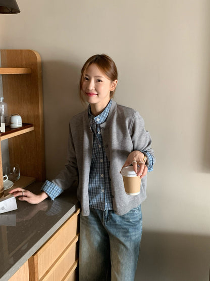 // 大熱拼接格紋恤衫假兩件上衣