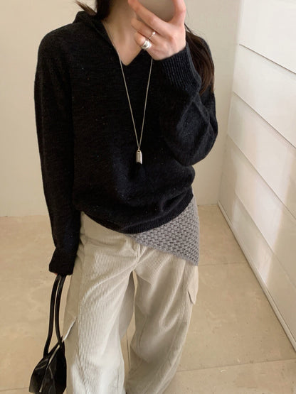 // 98%綿羊毛混點無縫一體連帽NT