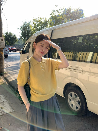 🧈 超美肌理感polo短袖針織