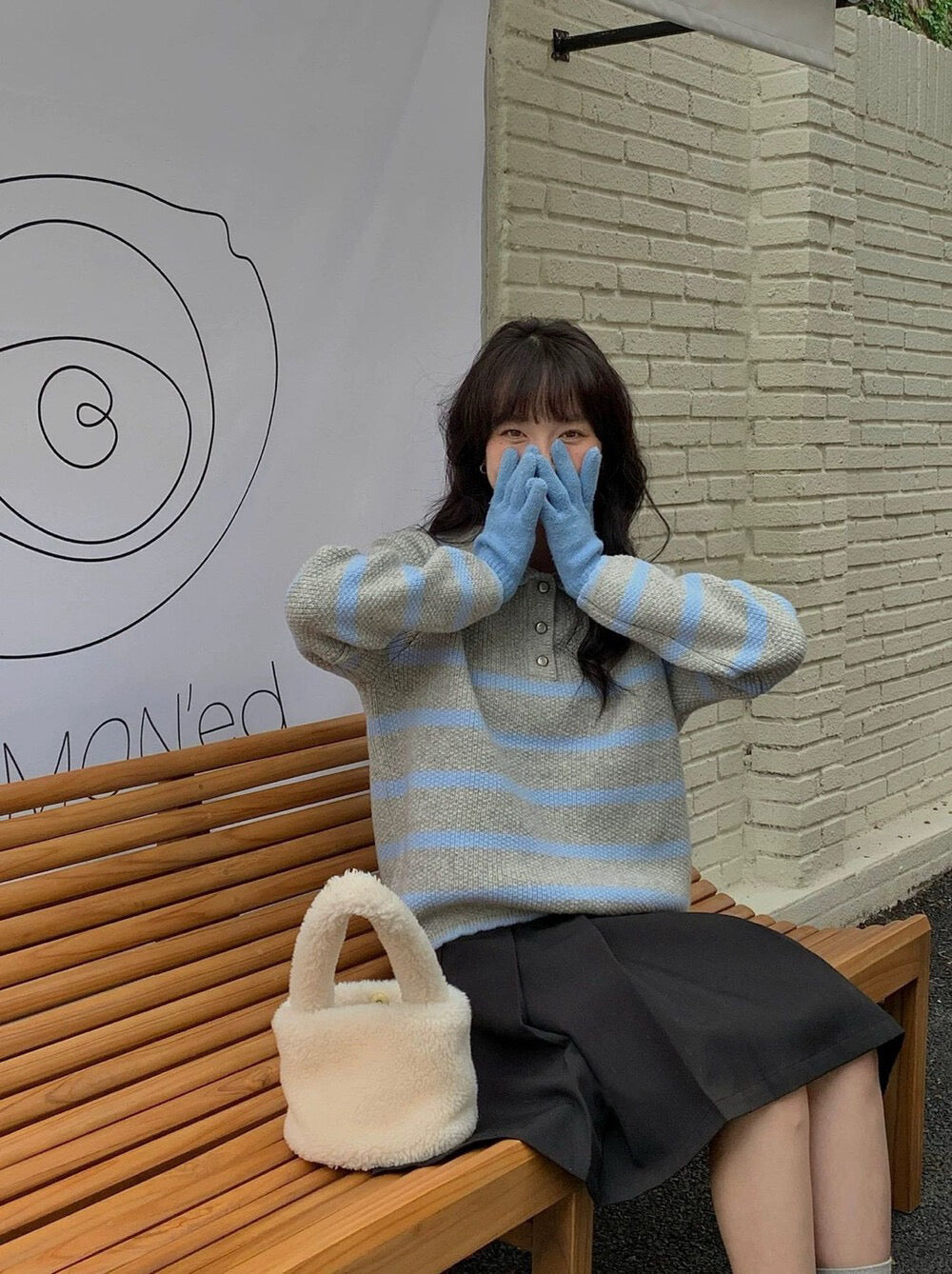 // 好美的撞色包邊花邊領間條開鈕NT