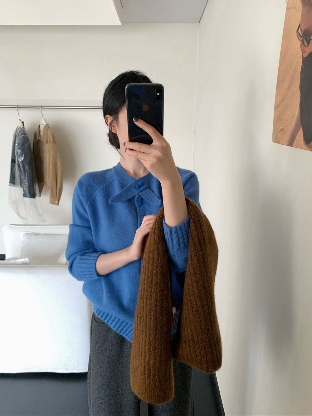 // 設計感交叉領帶double鈕扣CD