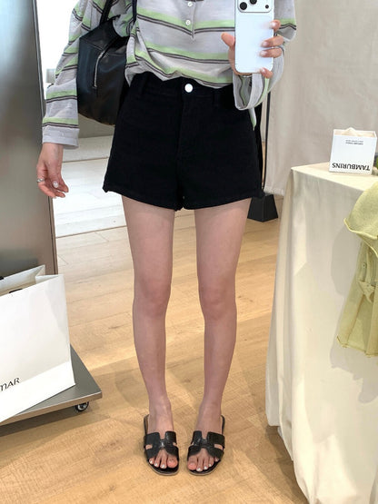 // 超顯瘦高腰牛仔短褲