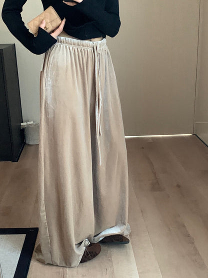 // 氣質絲絨休閒全長褲