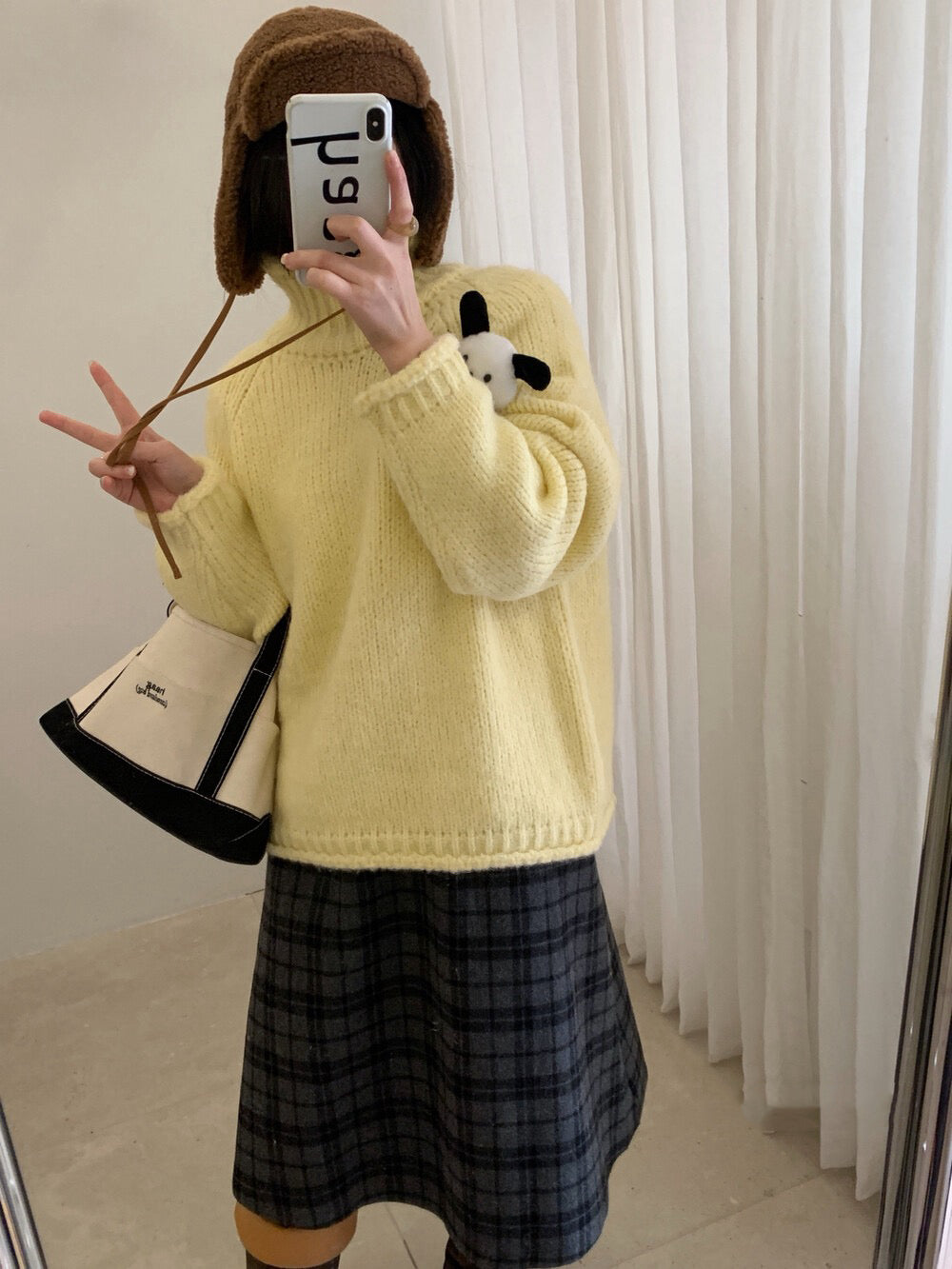 // 12%alpaca顏色超美的軟糯粗棒針卷邊高領毛衣