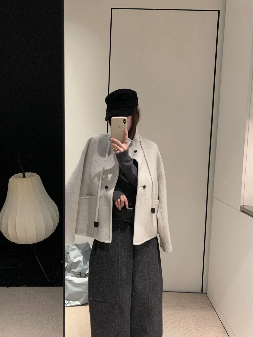 // 100%wool小立領double鈕扣手工外套