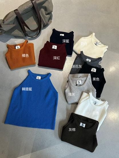 // 顯瘦掛頸入膊針織背心