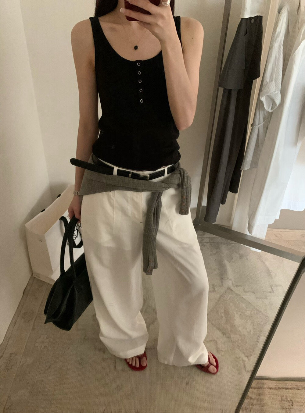 P16 / 高質天絲垂感小口袋裝飾微闊褲
