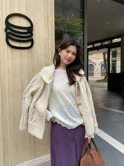 // 重工麻花牛角鈕翻領CD