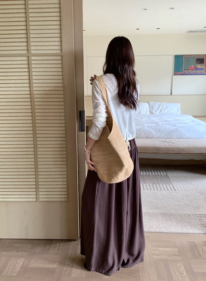 S26 / 背後小綁腰外套+背心+橡筋腰超遮肉闊褲三件套
