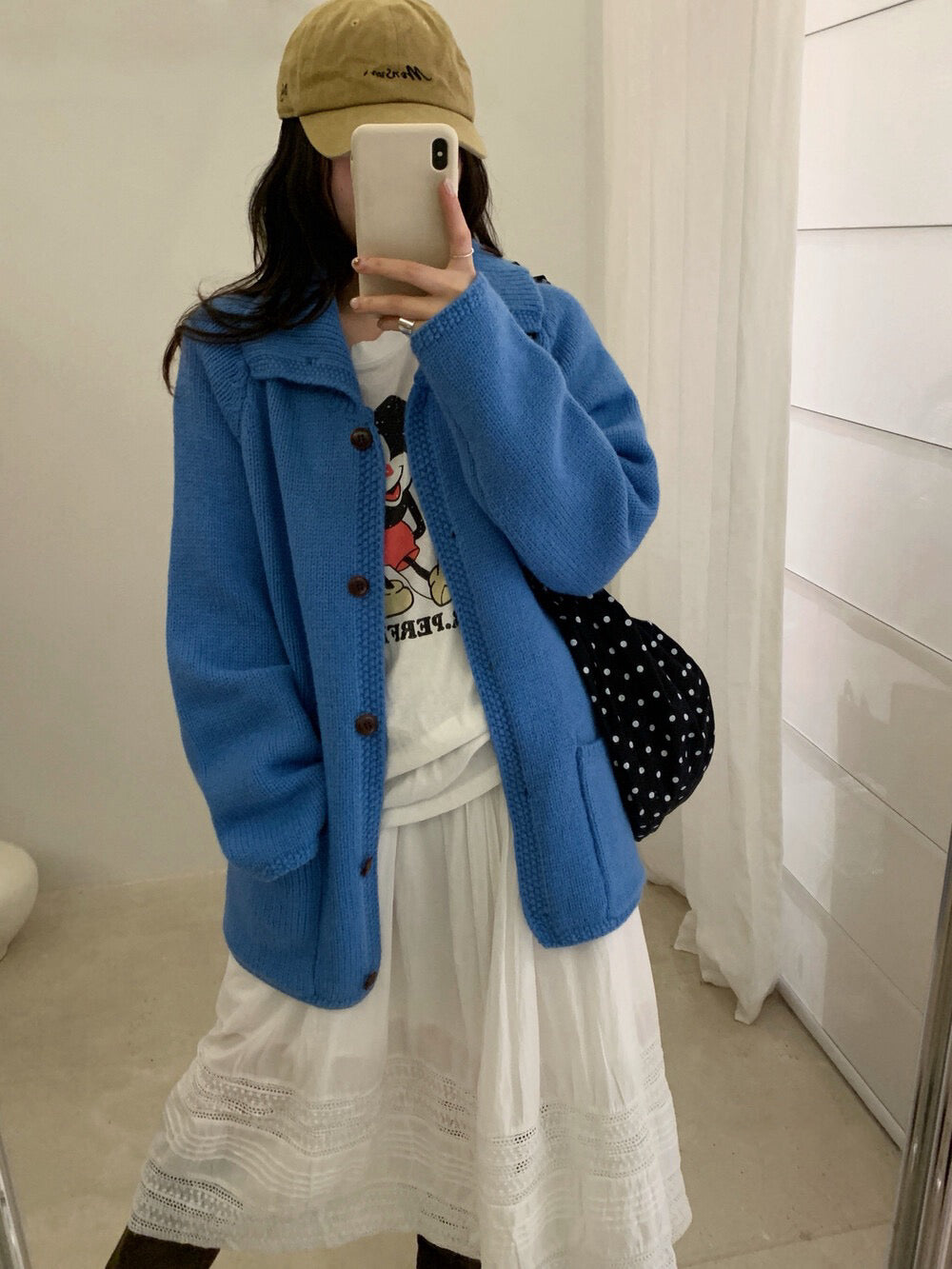 // 小半領口袋排扣中長CD