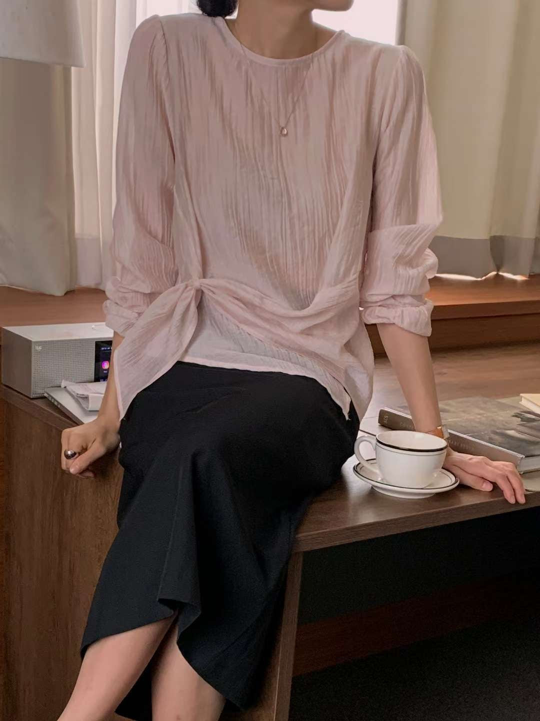 // 設計感樹紋免燙打結BL