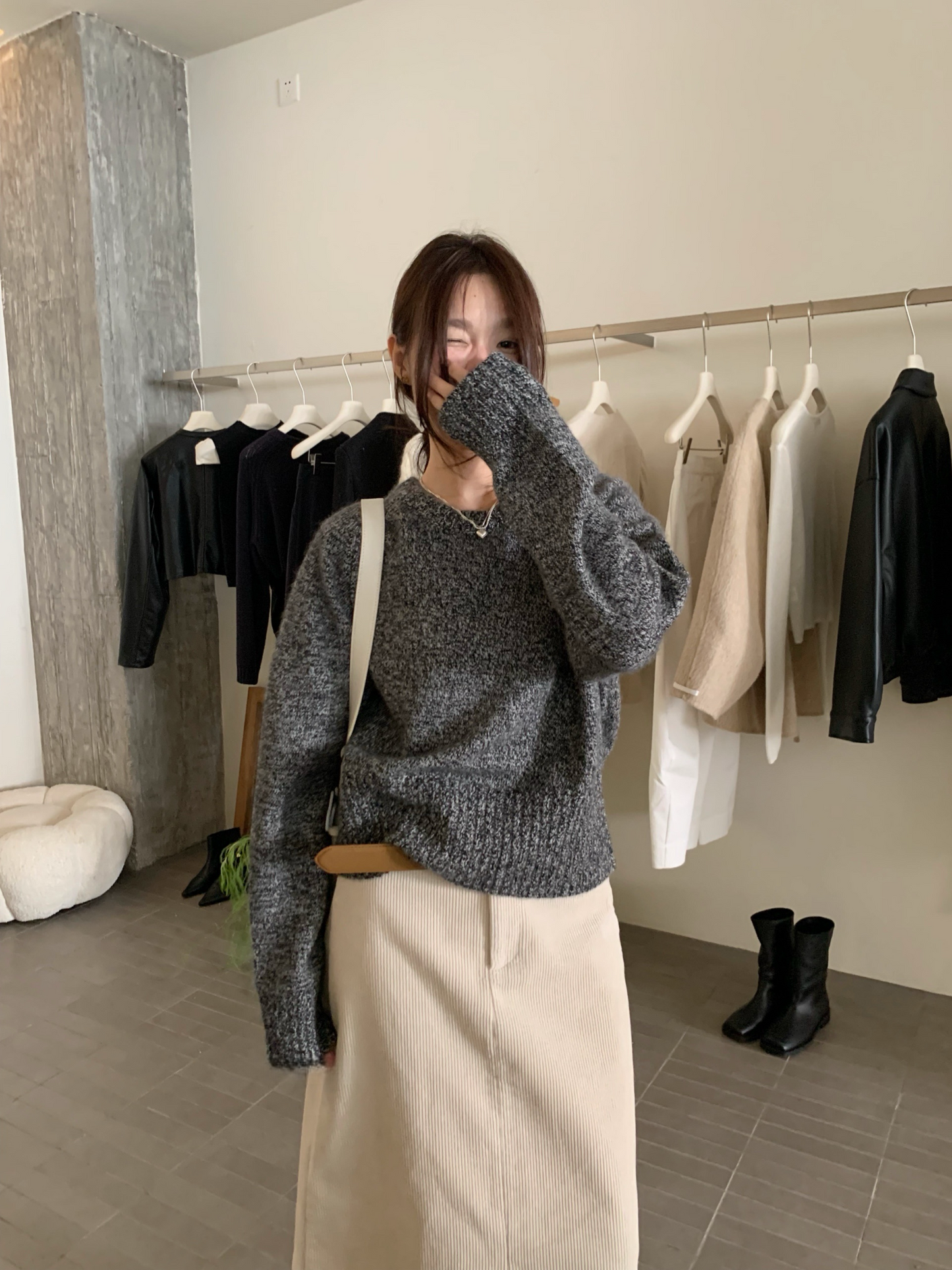 // raccoon35%圓領多色毛衣