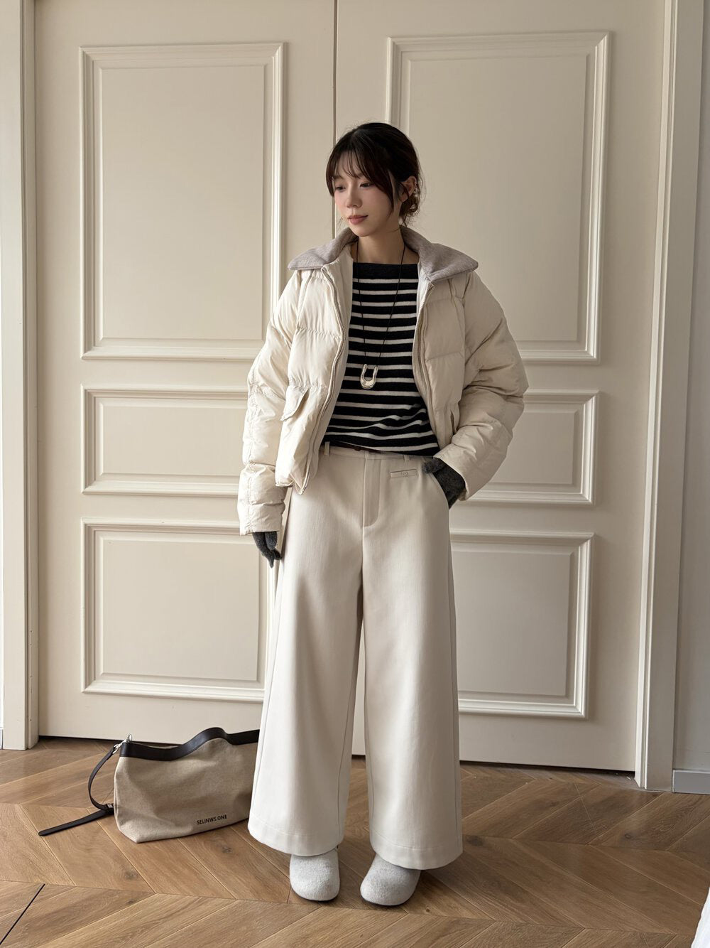 // 極簡BB絨九分直筒褲