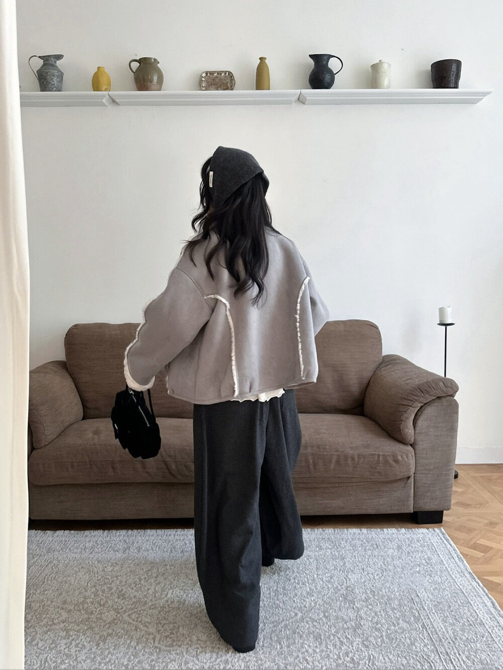 // 質感超好的皮毛一體圓翻領毛毛外套