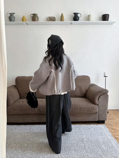 // 質感超好的皮毛一體圓翻領毛毛外套