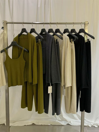 // 超氣質背心+外套+褲三件套