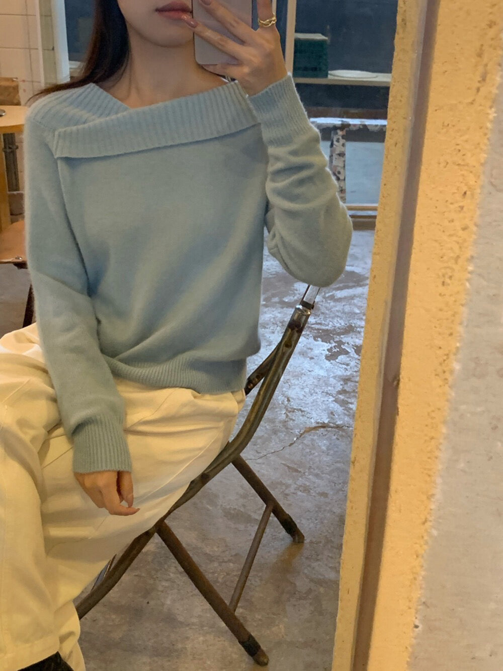 // 50%羊毛設計感領子針織NT