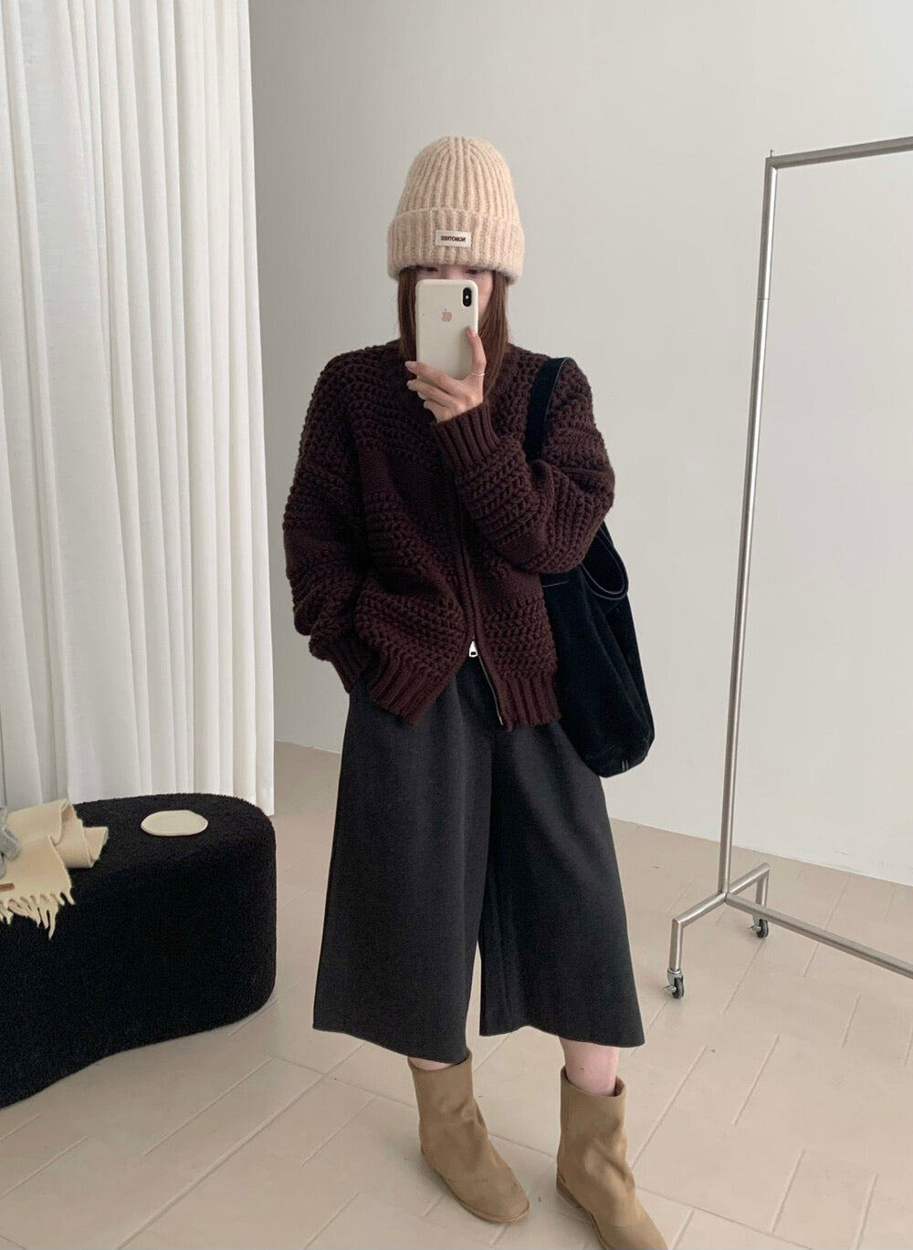 // 重工粗針織肌理感拉鍊CD