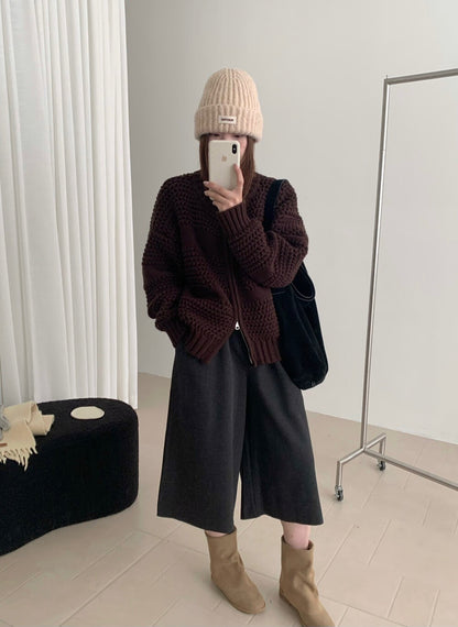 // 重工粗針織肌理感拉鍊CD