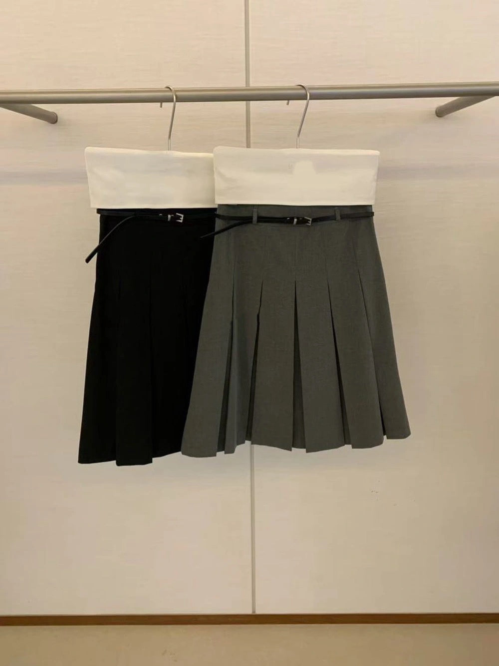 S12 / 超美高級感粗百褶中裙(連腰帶)