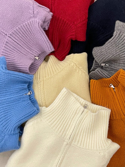 // 超韓直坑紋立領上下拉鍊CD