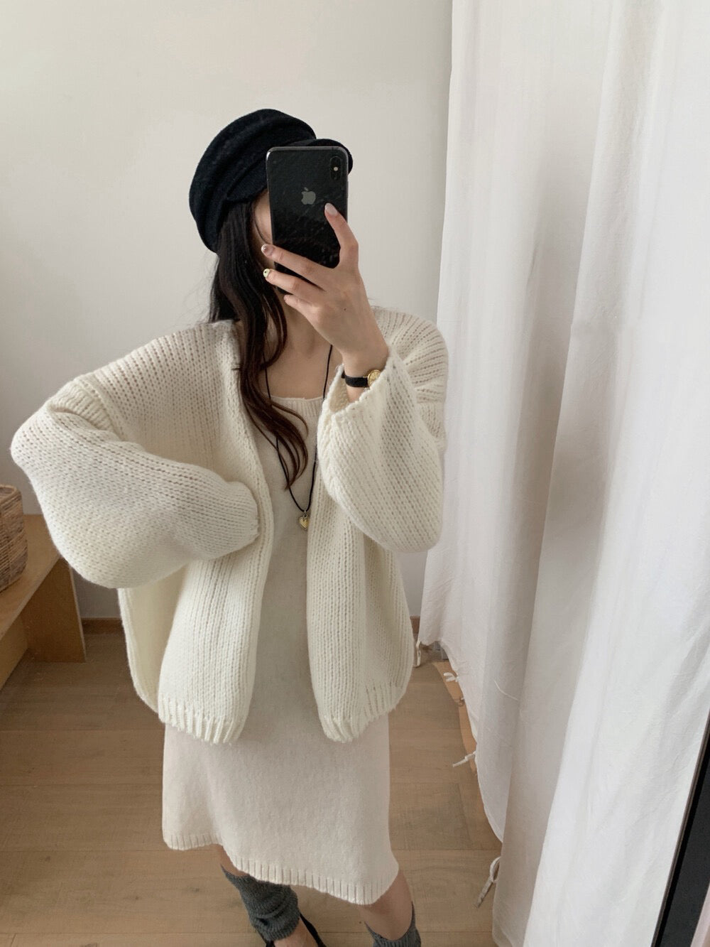 // 12%wool慵懶束袖口疏針CD