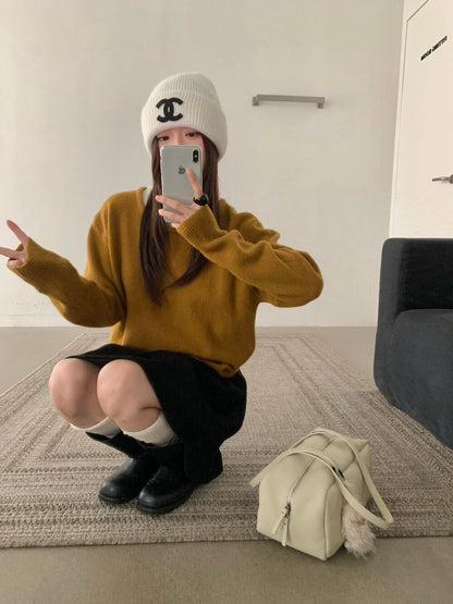 // 100%羊毛撞色假兩件毛衣