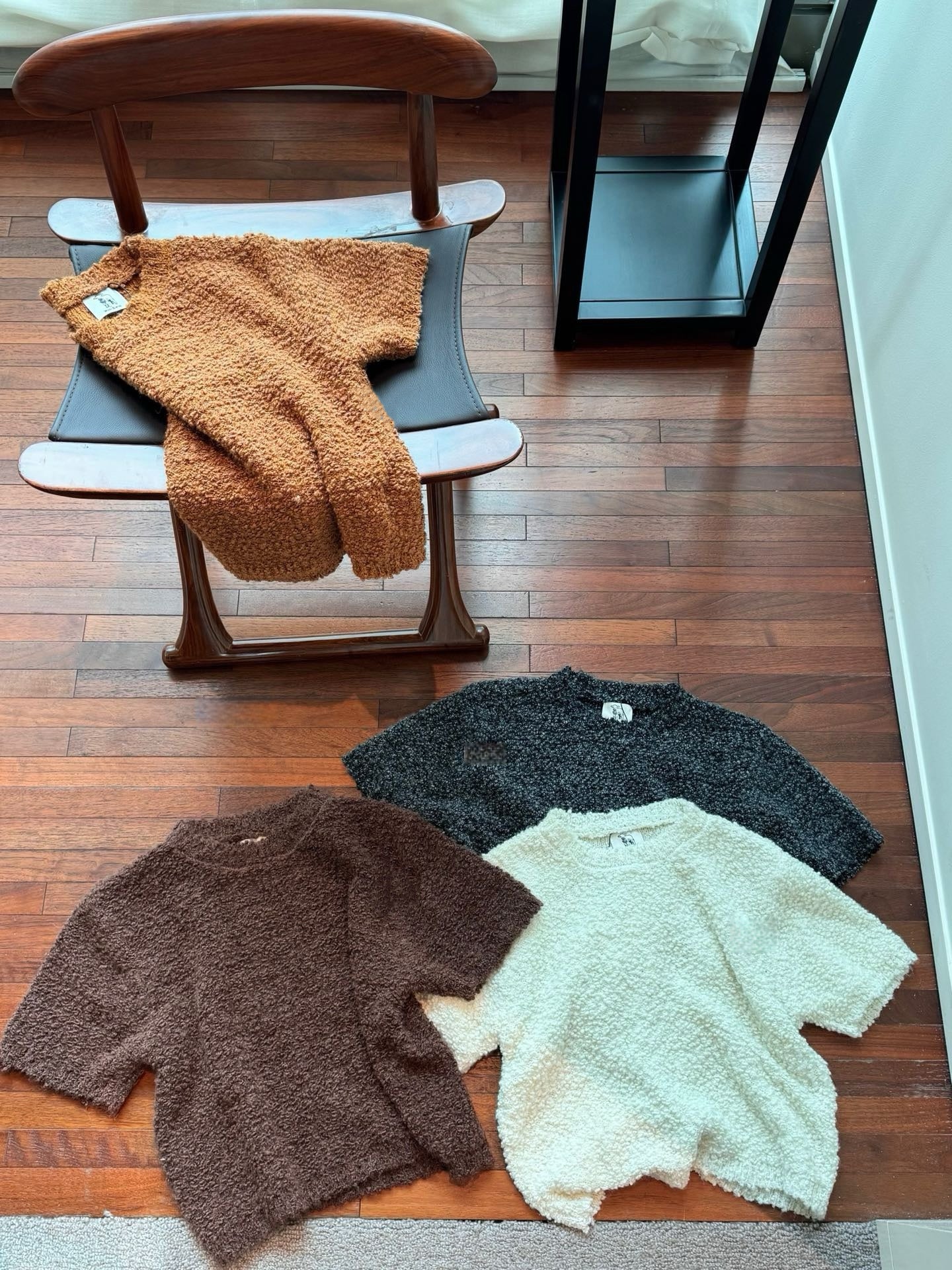 // 粗針織感肌理感5%羊毛短袖NT