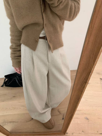 // 50%wool高級感直腳全長毛呢褲