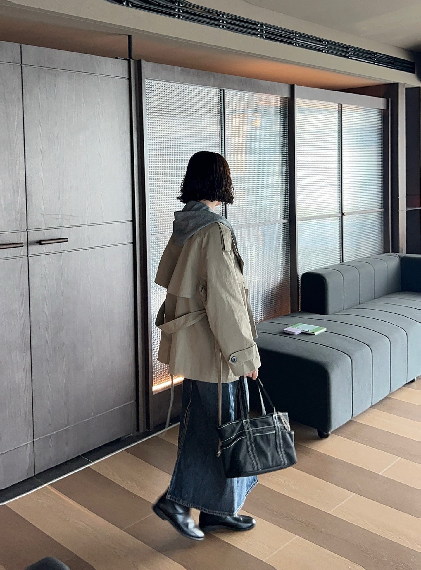 (部分現貨) // 可拆卸連帽衛衣拼接孖襟trench coat