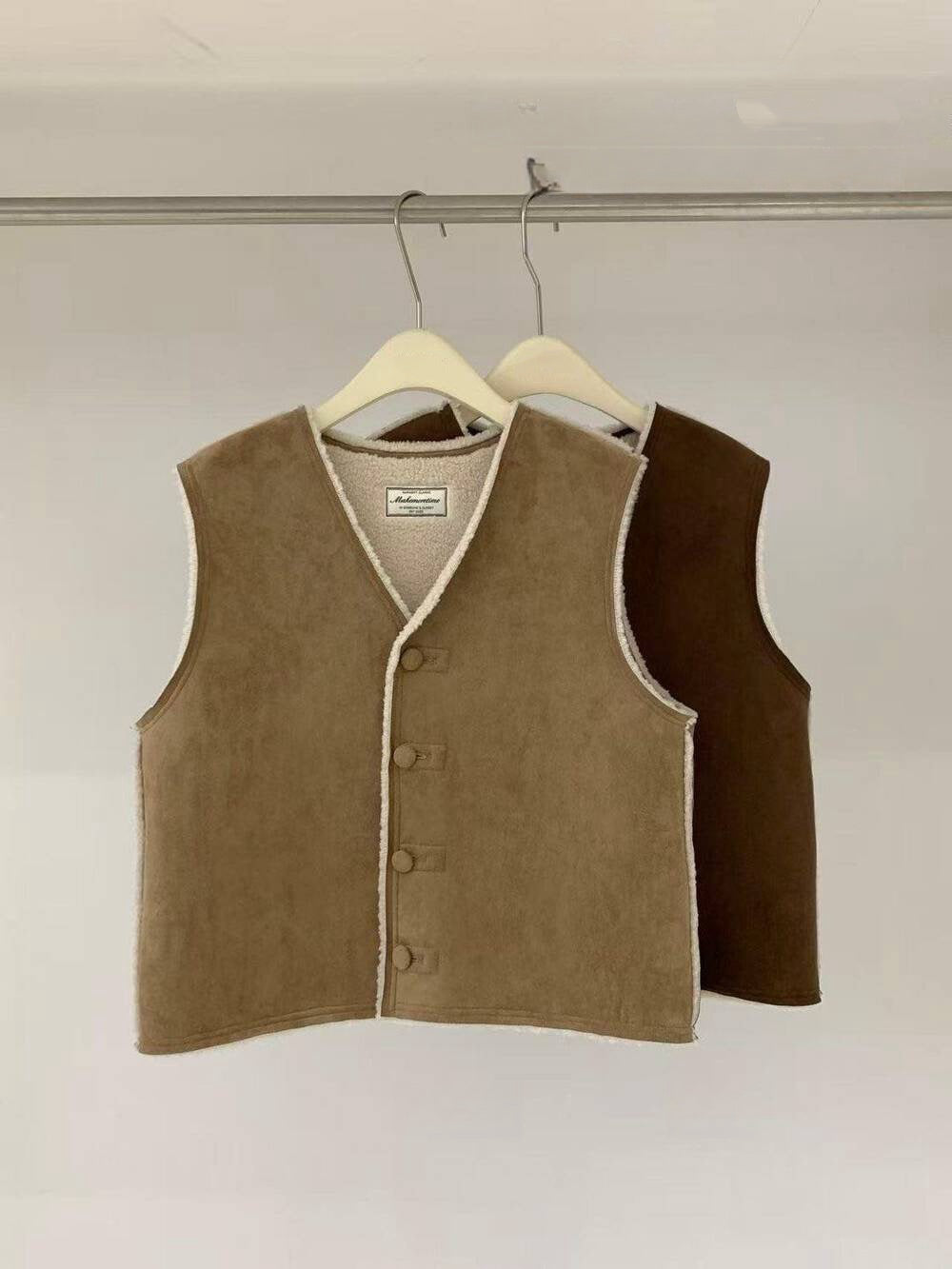 // 可前後雙面穿皮毛一體背心馬甲