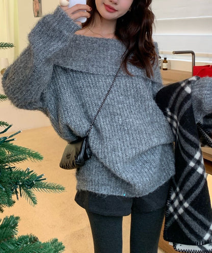 // 18%羊毛氣質一字領兩穿毛衣