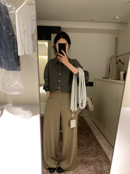 (現貨) // 超顯腿直光版垂感西褲