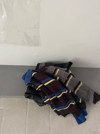 // 超韓復古配色間條開胸NT