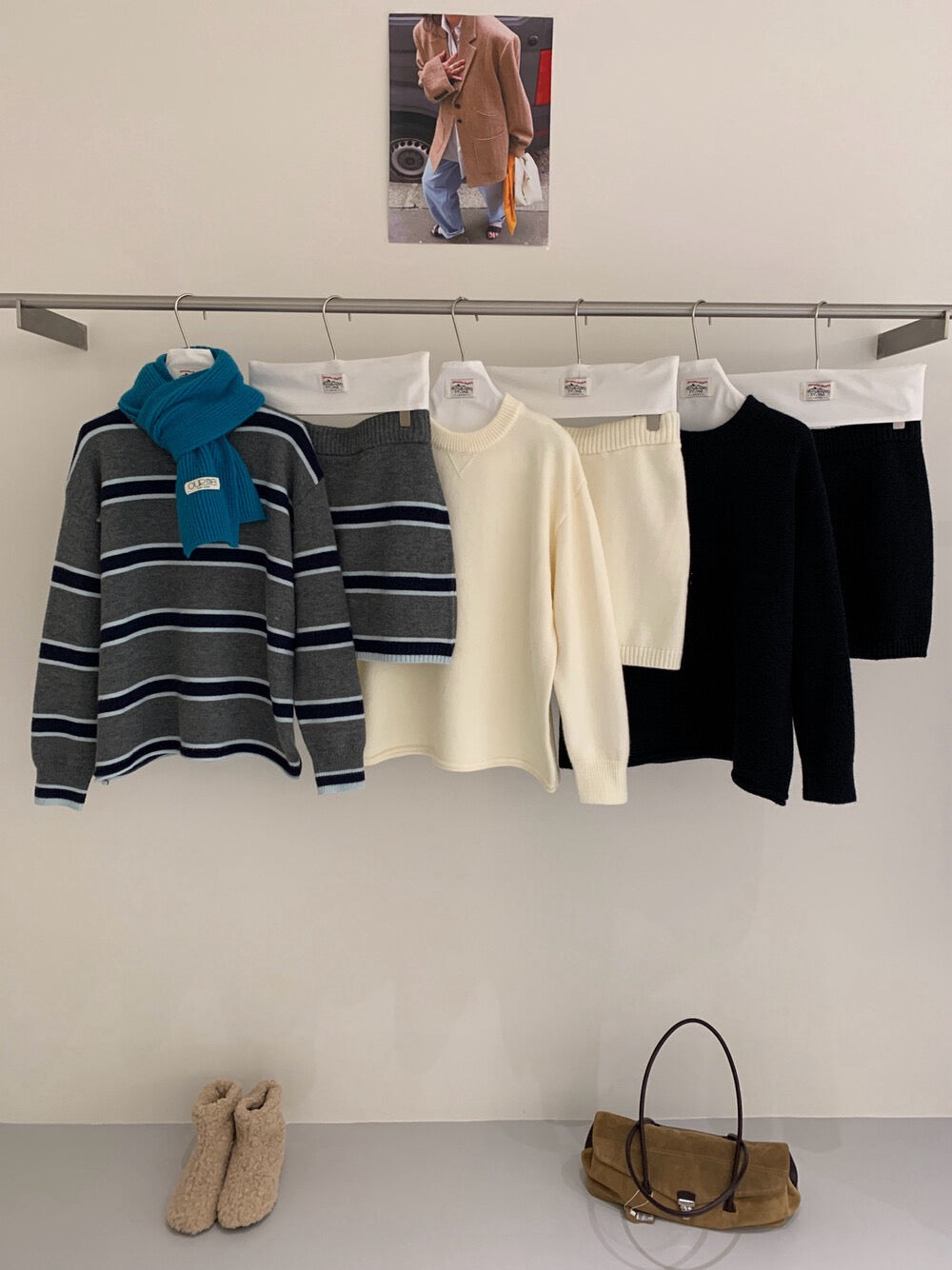 // 慵懶免配搭毛衣+短裙套裝