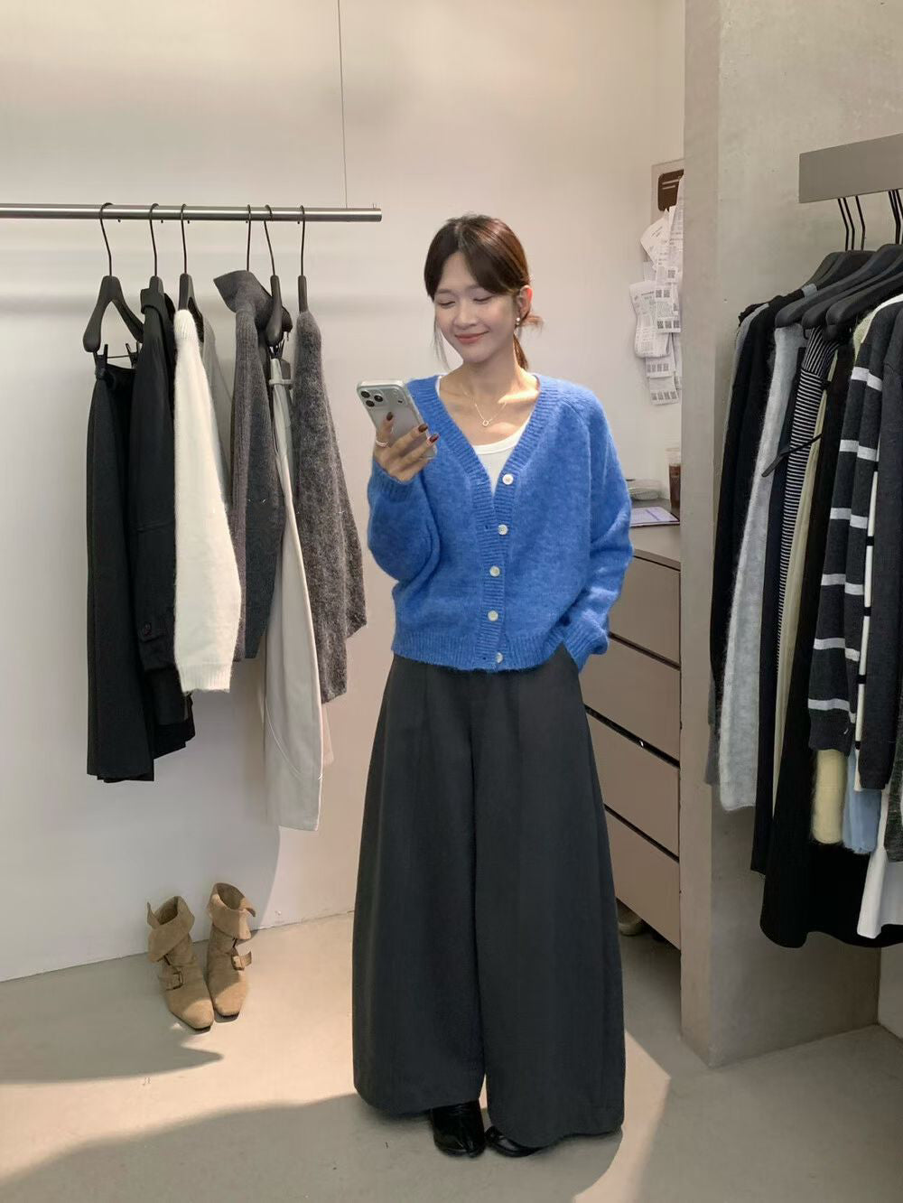 // 8%Wool慵懶感直坑紋邊CD