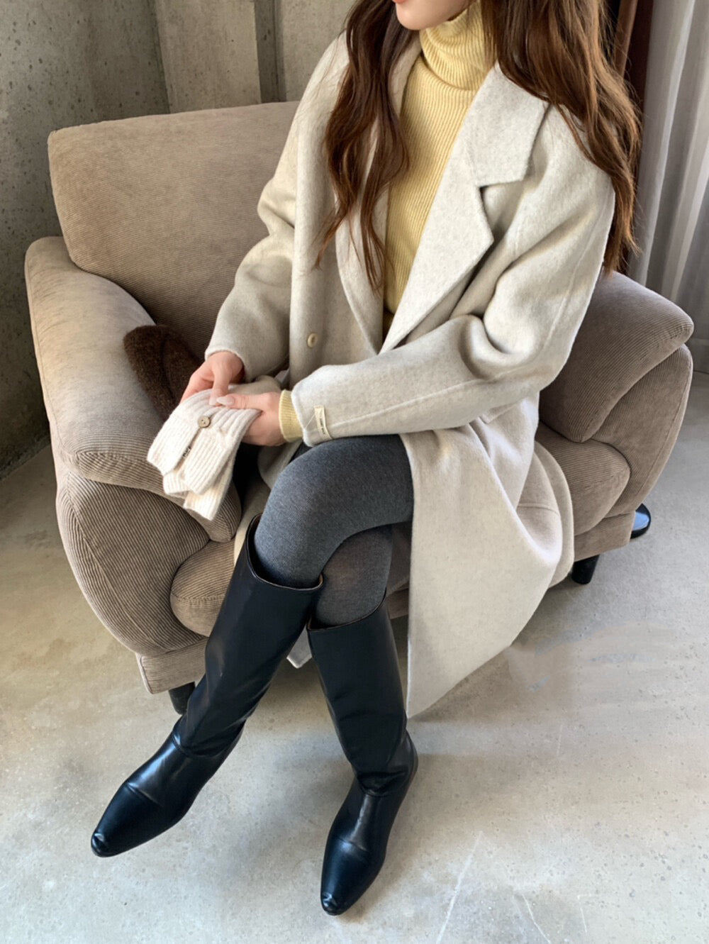 // 10%駱駝絨+90%羊毛超高質法式雙排扣手工外套