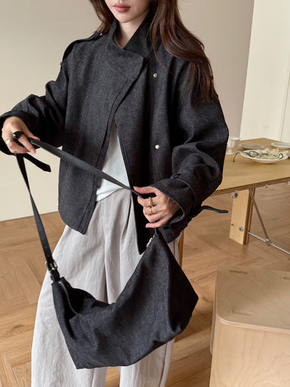 // 超韓立領霧面質感外套